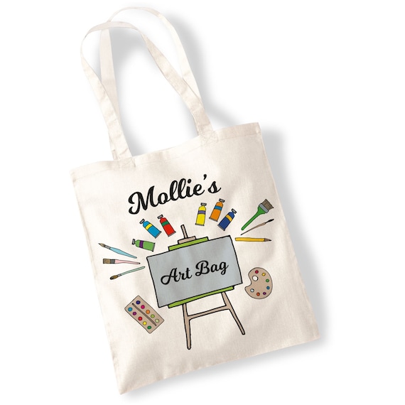 Custom Name Art Bag Perfect Present for a Artist, Painter, School,  Creative, Supplies Personalisable, Personalised Printed Tote Canvas 