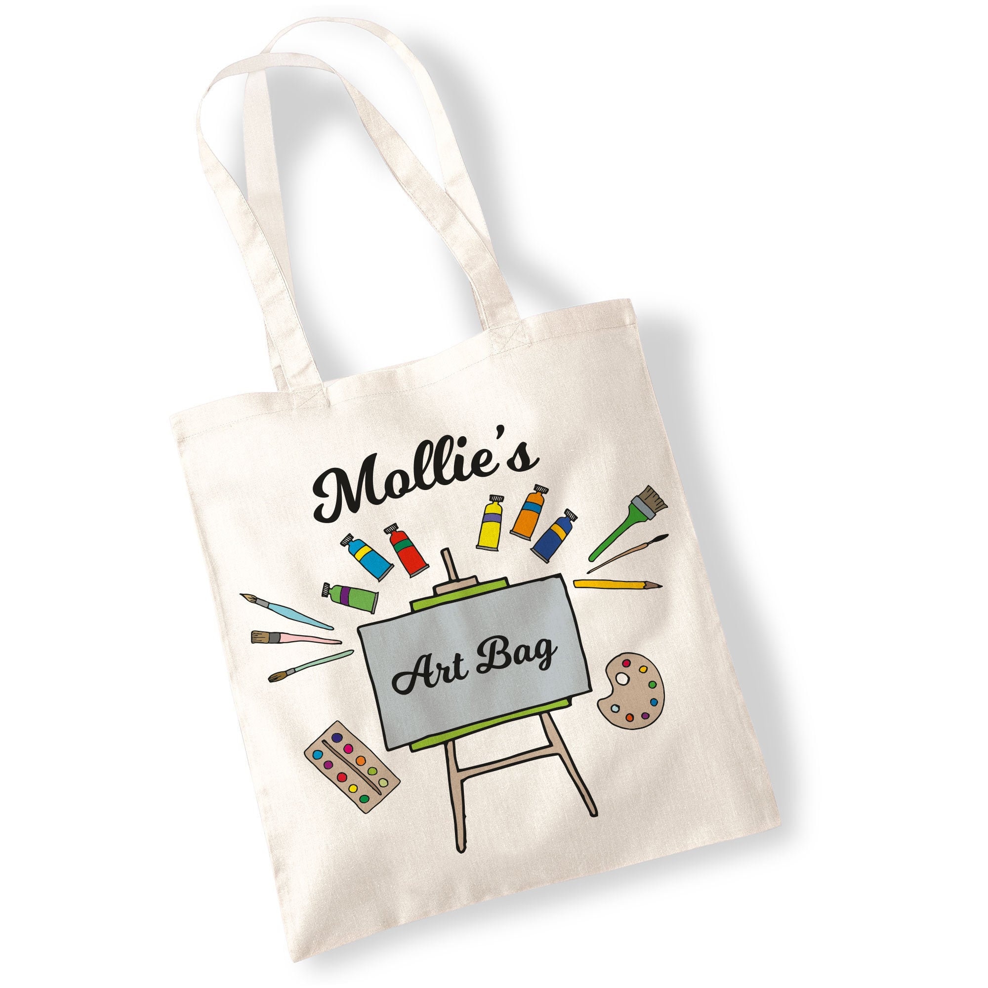 Custom Name Art Bag Perfect Present for a Artist, Painter, School,  Creative, Supplies Personalisable, Personalised Printed Tote Canvas 