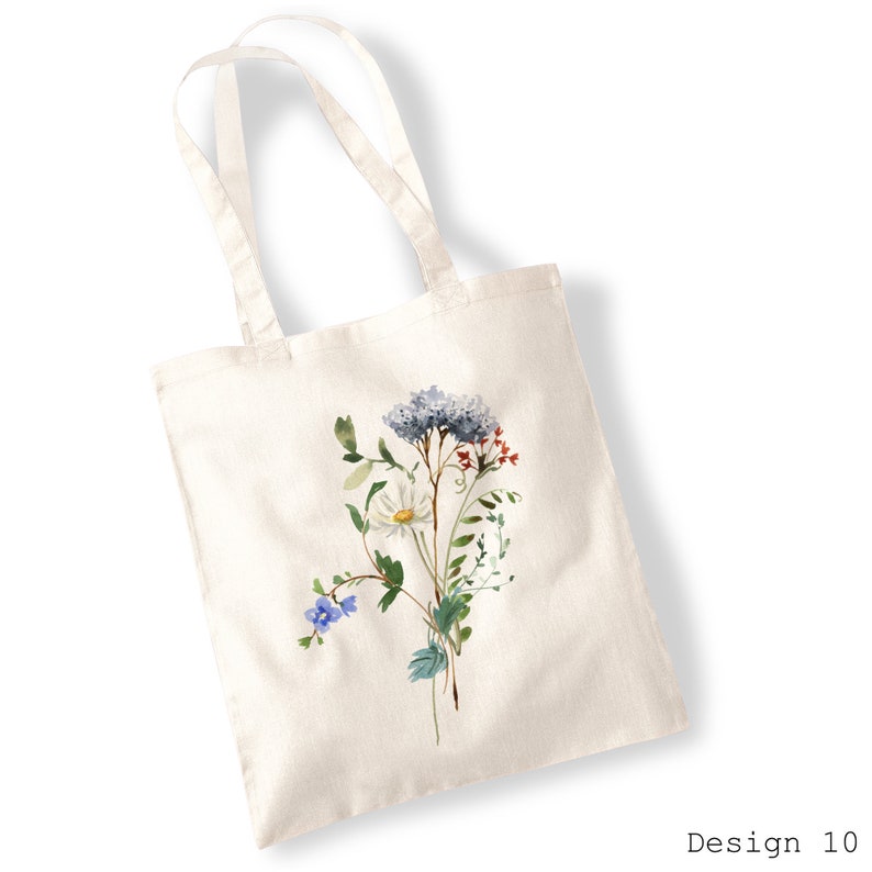 Wildflower Bouquet Tote Bags Watercolour, Pressed Flowers, Water Colour, Bunch of Cut, Watercolor Illustration Totes image 10