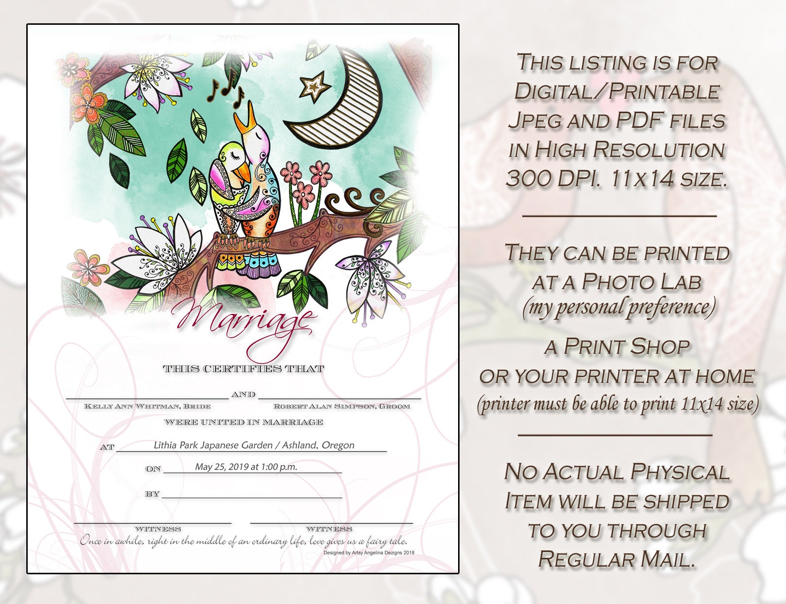 DIY Marriage Certificate, Marriage Certificate, Printable Marriage ...