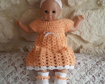 ensemble Robe, chaussons et bandeau  bébé au crochet