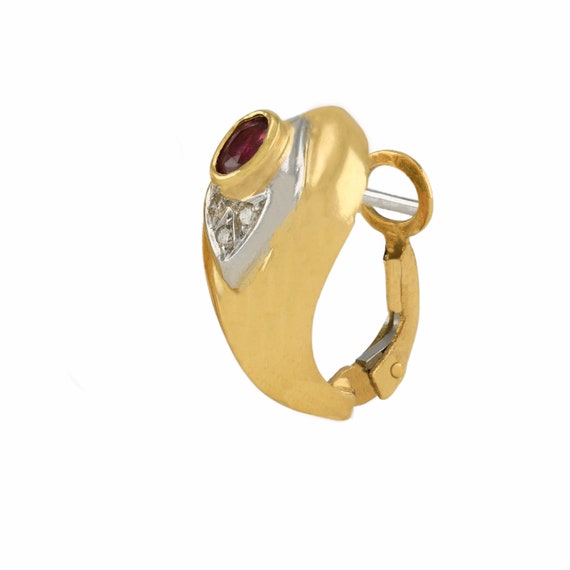 18k Ruby and Diamond Accent Earring - image 4