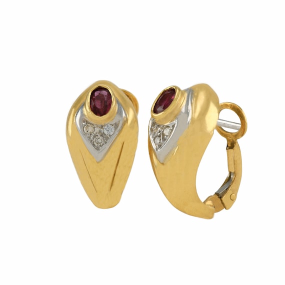 18k Ruby and Diamond Accent Earring