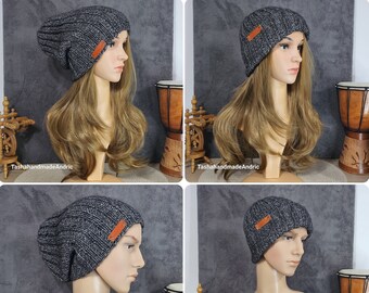 HAT Hand-knitted beanie look hat 78% cotton for women or men