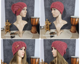 HAT Hand-knitted beanie look hat 100% premium polyacrylic for women or men