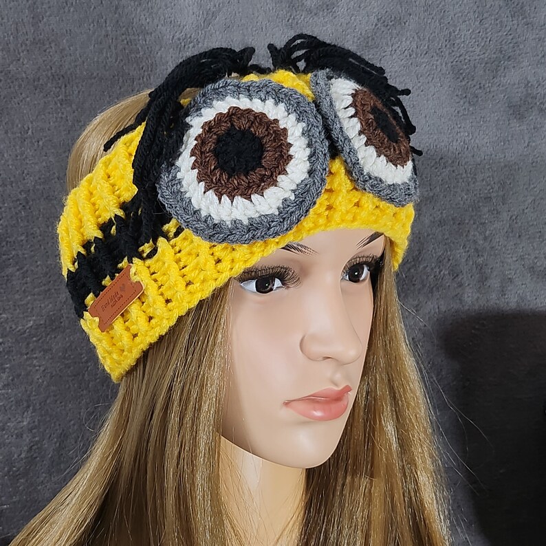MINIONS Hand Crocheted Unusual Funny Headband Hairband Ear Warmer With