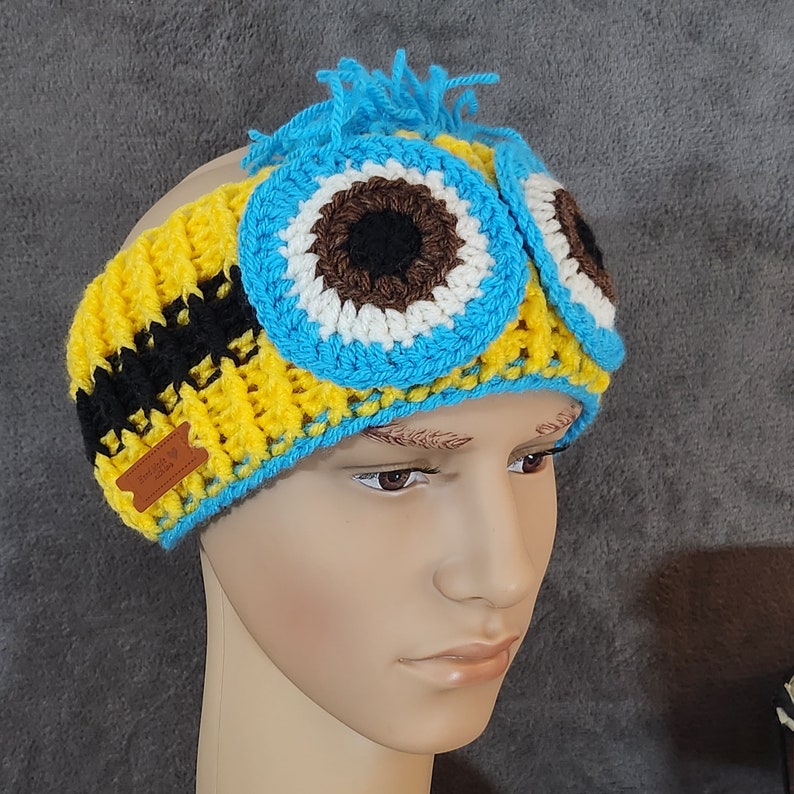 MINIONS Hand Crocheted Unusual Funny Headband Hairband Ear Warmer With