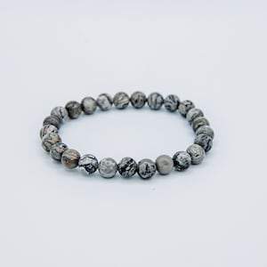 Gray Marble Stone Bead Bracelet