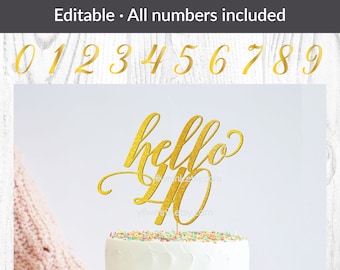 Hello Birthday Cake Topper SVG - All Numbers (Digital Download)
