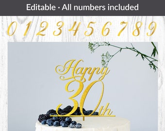 Happy Cake Topper All numbers included svg | Happy Birthday svg, Happy Anniversary svg, Cake Topper SVG,  PNG, DXF Instant download