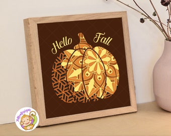 Modello di cornice a forma di zucca, Hello Fall Multilayer SVG (File digitali)