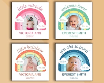 Rainbow Baby Stats Shadow Box SVG, Birth Announcement (8x8inch) (Digital Download)