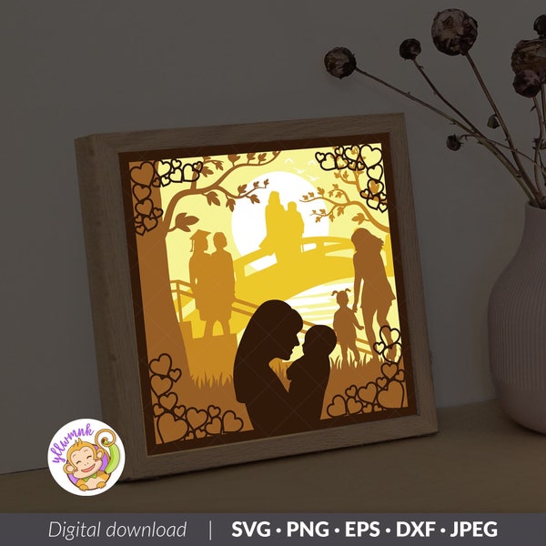 Mothers Day 3D Shadow box Template, Mothers Gift Paper Cut Light Box, Shadowbox card Cricut, Silhouette files, Digital File, SVG (8x8inch) Mothers Day 3D Shadow box Template, Mothers Gift Paper Cut Light Box, Shadowbox card Cricut, Silhouette files, Digital File, SVG (8x8inch)