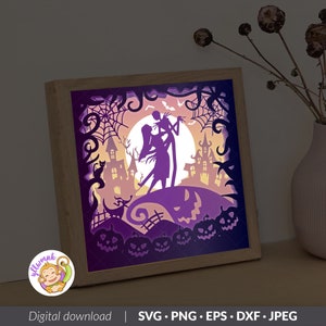 Before Halloween 3D Shadow box Template, Halloween Paper Cut Light Box, Shadowbox, Cricut Plotterdateien, Digital File, SVG (20x20inch)