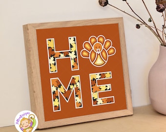 Thanksgiving Turkey Shadow Box Template, Fall Home Decor SVG (Digital Files)