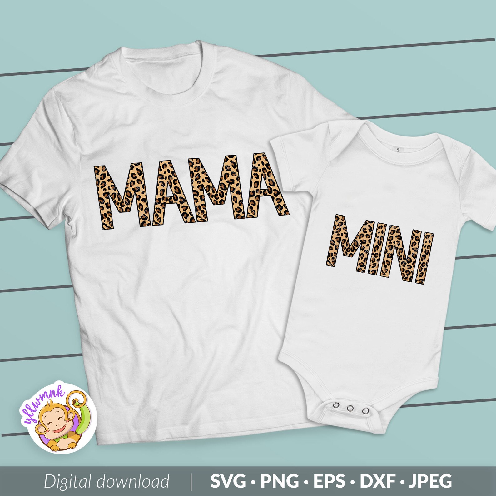 Leopard Mama and Mini Svg Mama Mini SVG Files PNG DXF - Etsy