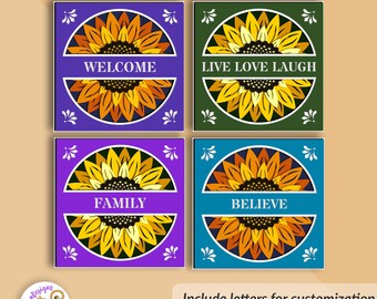 Layered Sunflower Shadow Box SVG | Welcome Live Love Laugh Family Believe (Digital Download)