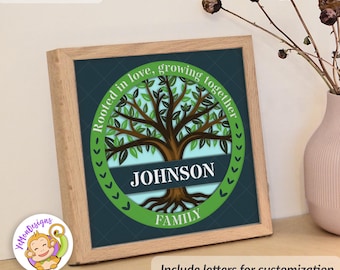 Personalized Family Tree Shadow Box SVG | Layered Mandala Cut File (Digital Download)