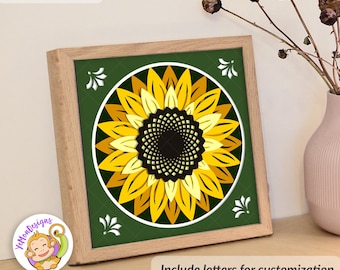 Sunflower Shadow Box SVG | Layered Sunflower Cut File