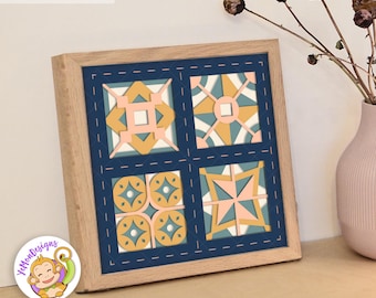 3D Quilt Block Shadow Box SVG | Layered Paper Cut Frame File (Digital Download)