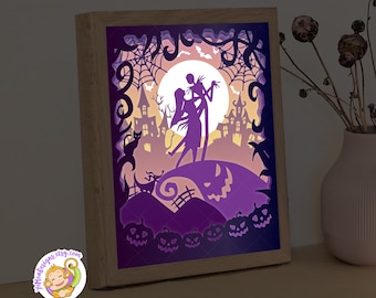 Before Halloween 3D Shadow box Template, Halloween Paper Cut Light Box, Shadowbox, Cricut cutting files, Digital File, SVG (8x10inch)