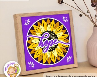 Layered Hope Shadow Box SVG | Mental Health Awareness Sunflower Paper Cut File (Digital Download)