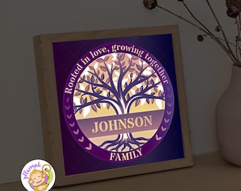 Personalized Family Tree Shadow Box Light Box SVG | Layered Mandala Cut File (Digital Download)