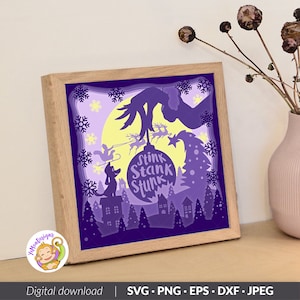 Stole Christmas 3D Shadow box Template, Stink Stank Stunk Paper Cut Light Box, Shadowbox, Cricut cutting files, Digital File, SVG 8x8inch image 5