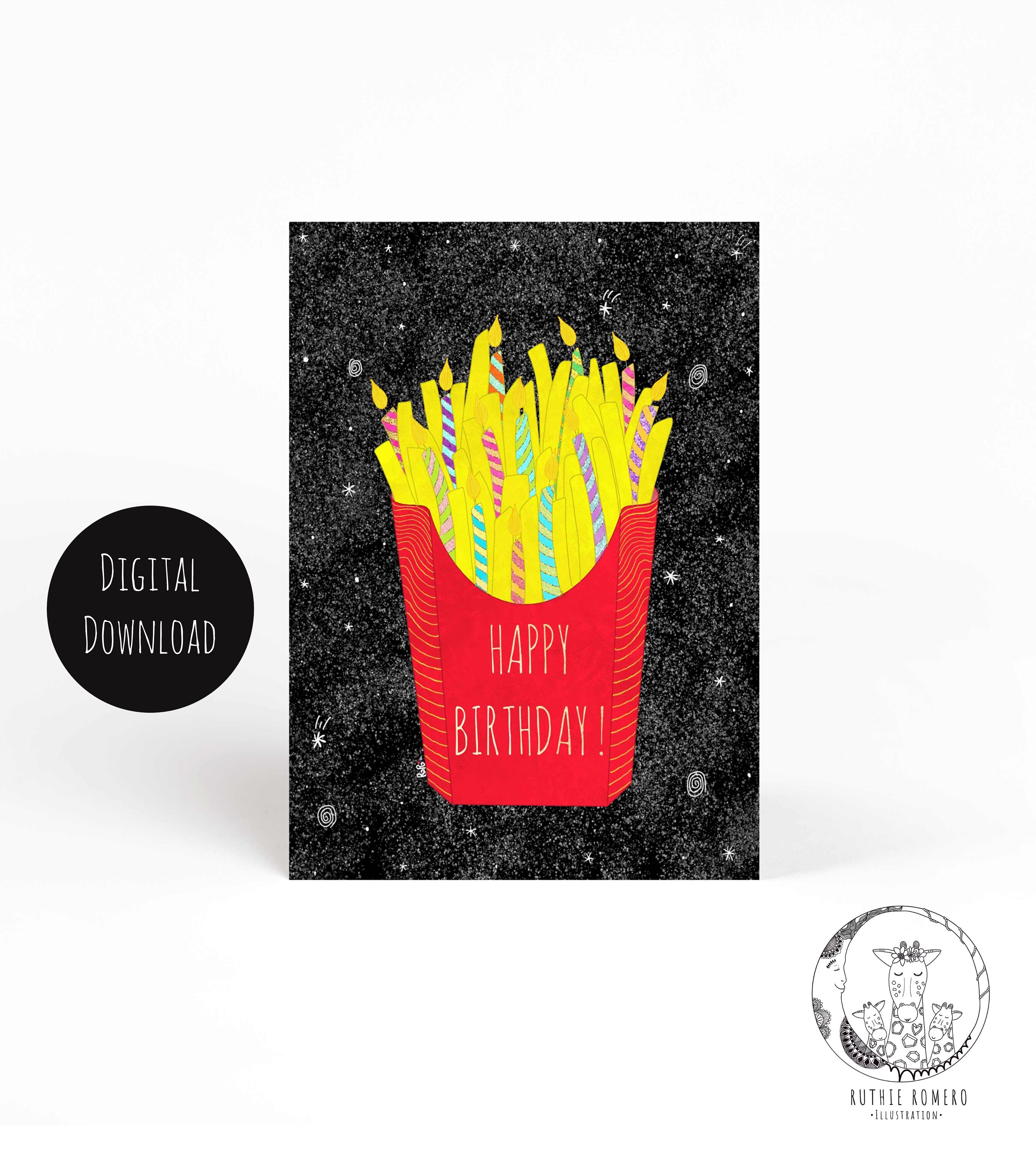 Printable French Fries Birthday Card/fries Birthday Card/food Pun Card