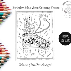 proverbs 16:3/proverbs coloring page/bible verse coloring /roller skate/scripture printable/sunday school activity/homeschool/adult coloring