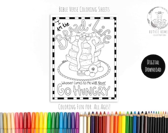 Bread of Life Bible Verse Coloring Page/Jesus Quotes/French Toast Coloring/fun Childrens Coloring Pages/ Scripture Coloring/adult Coloring
