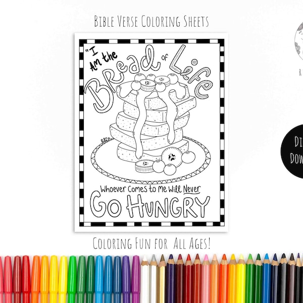Bread of Life Bible Verse Coloring Page/Jesus Quotes/French Toast Coloring/fun Childrens Coloring Pages/ Scripture Coloring/adult Coloring