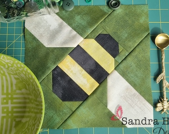 Bee Quilt Block Pattern: Machine Pieced (PDF Digital Download)