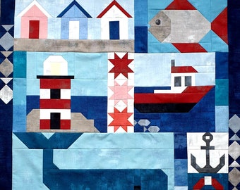 Nautisch quiltpatroon (digitale pdf-download)