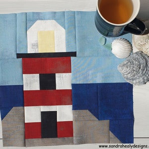 Lighthouse Nautical Quilt Block Pattern, machine pieced, PDF Instant Digital Download