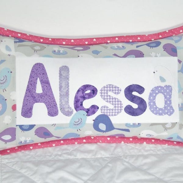 Name Pillow Patchwork Sewing Pattern, instant PDF digital download