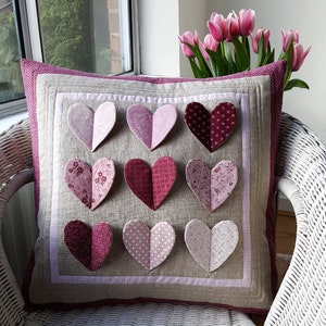 Heart Pillow Sewing Pattern, Instant PDF Digital Download, full size template provided