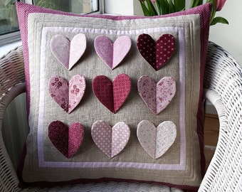 Heart Pillow Sewing Pattern, Instant PDF Digital Download, full size template provided
