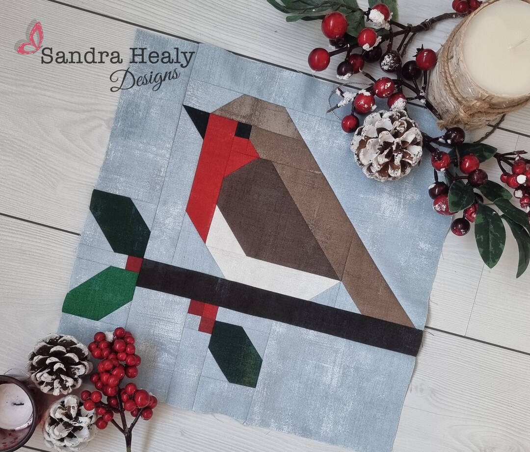 Robin Quilt Block Pattern, 12 Machine Pieced, Bird Quilt Block Pattern