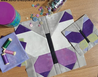 Butterfly quilt block pattern, machine pieced, Instant Download Digital PDF