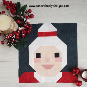 Christmas Six Piece Quilt Block Pattern Bundle, instant download PDF pattern includes Santa, Mrs Claus, reindeer, candle, pudding and goose image 10