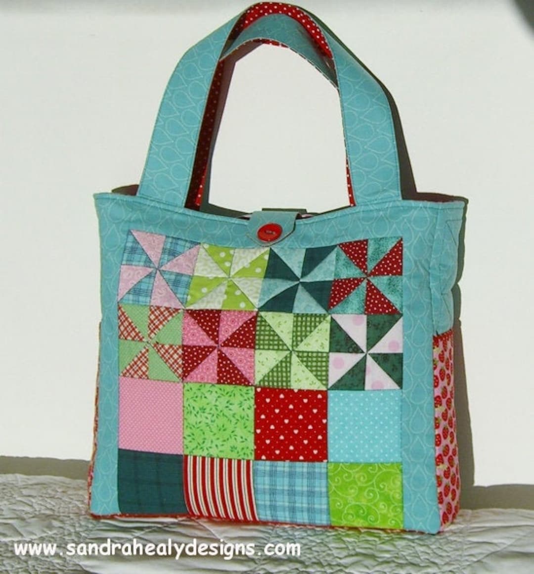 Pinwheel Patchwork Bag Pattern Scrappy Quilt Tote Bag Pattern Easy Bag ...