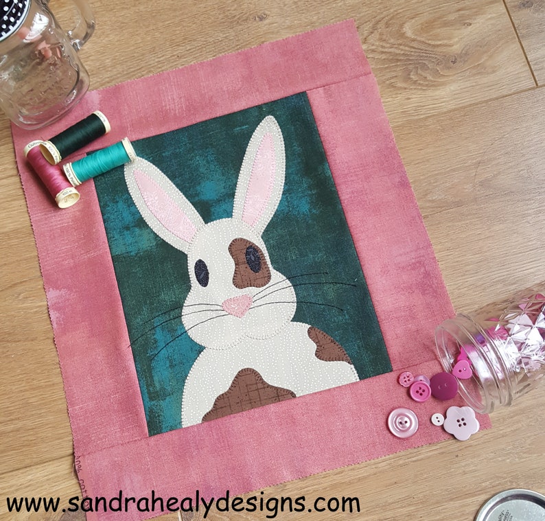 Bunny Rabbit Quilt Pattern, Digital PDF Pattern, wall hanging, cot quilt, easy machine applique image 6