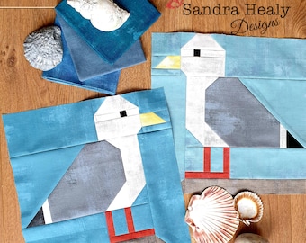 Seagull Nautical Quilt Block Pattern, machine pieced, digital PDF pattern instant download