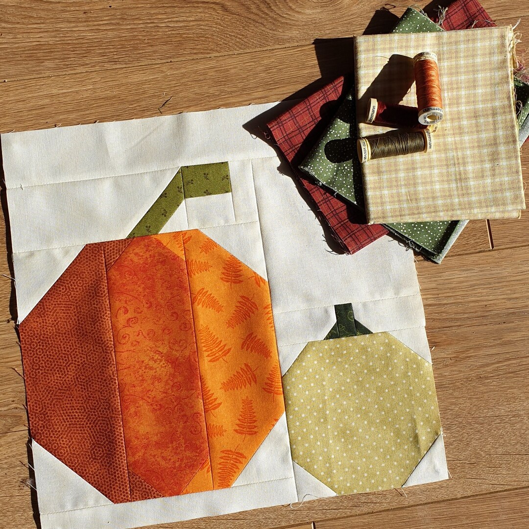 Halloween Pumpkin Quilt Block Pattern, Fall, Autumn, Harvest Pumpkin ...