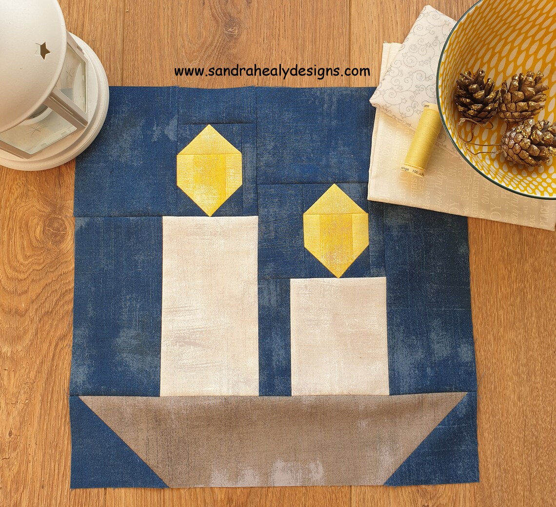 Christmas Candle Quilt Block Pattern Machine Pieced Instant - Etsy