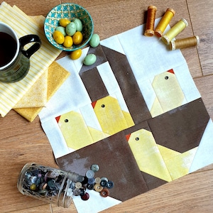 Easter Chicks Quilt Block Pattern: Farm Basket Design (PDF Pattern)