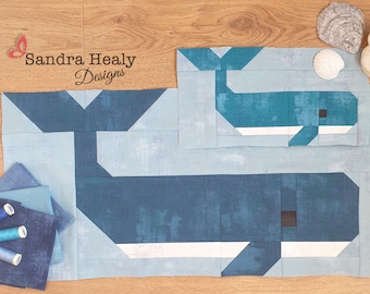 Whale Quilt Block Pattern: Nautical Pieced Design (Digital Download PDF)