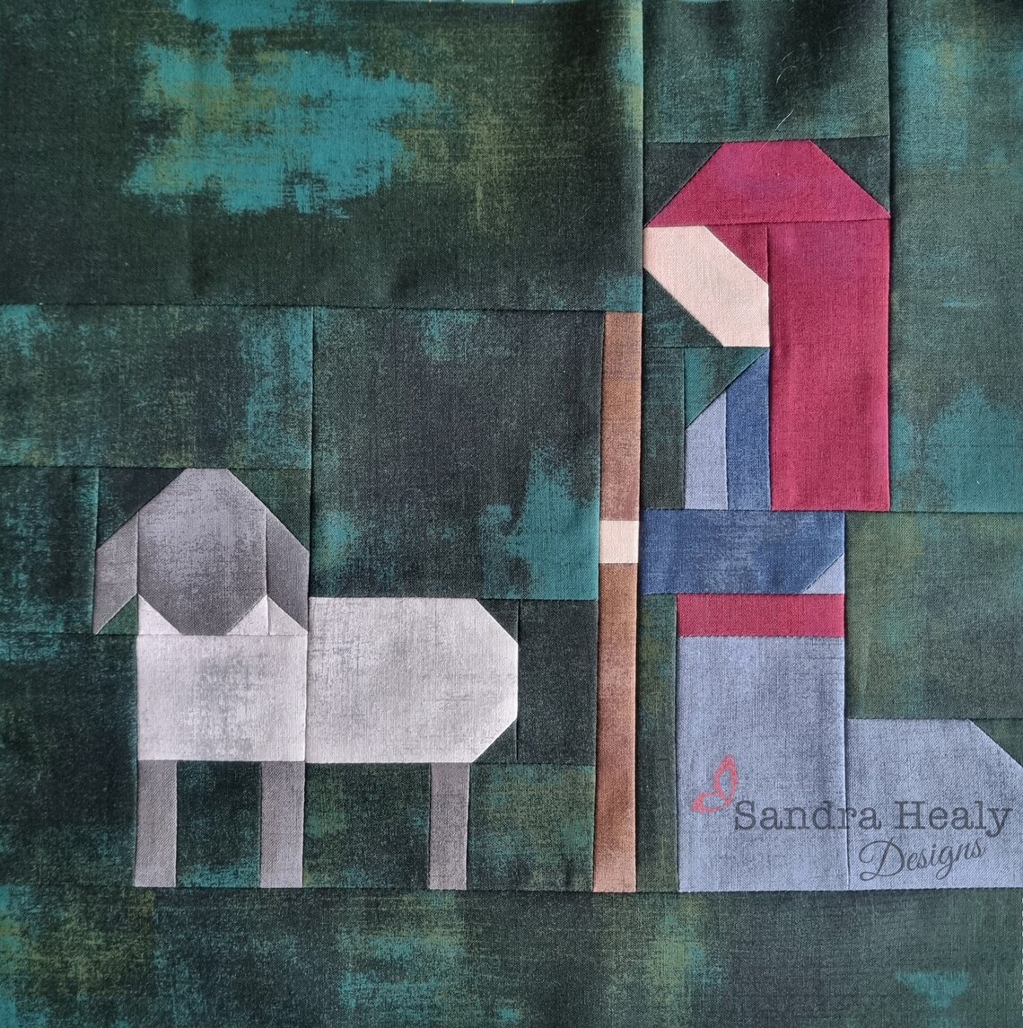 Pattern Blocks Sheep Nativity Quilt Block Pattern: Kneeling Shepherd & Sheep (PDF Digital ...