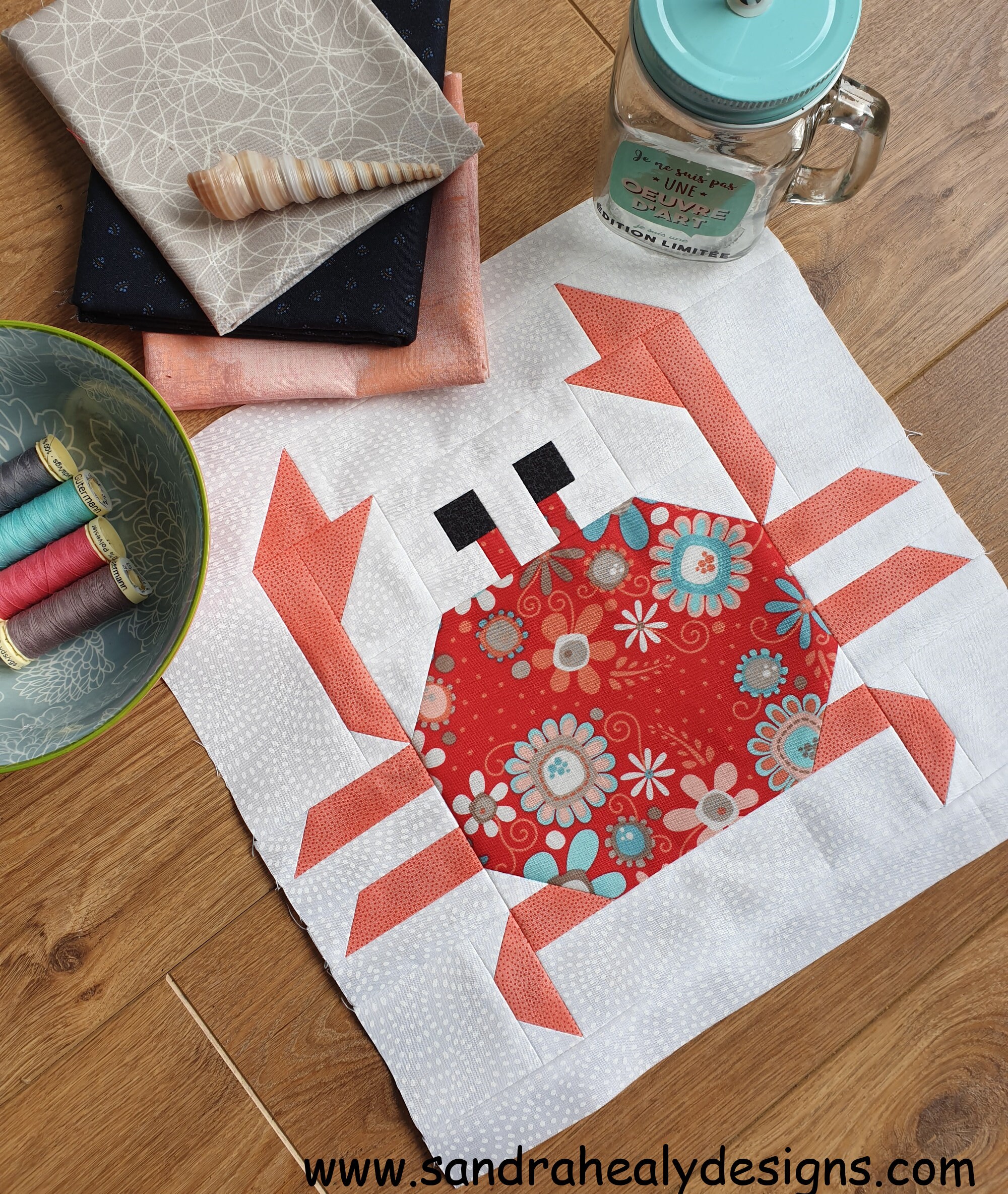 Crab Nautical Quilt Block Pattern Machine Pieced Digital PDF Etsy